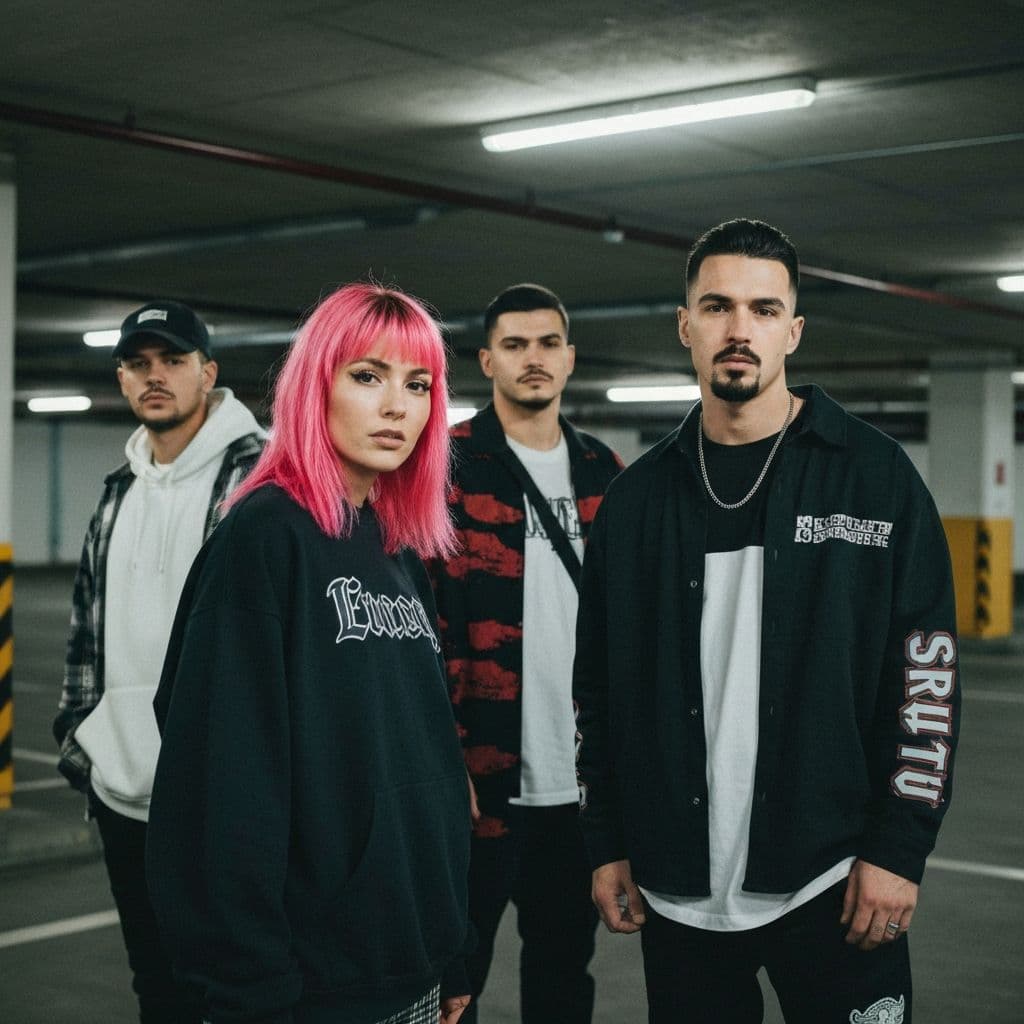 Group of friends in streetwear