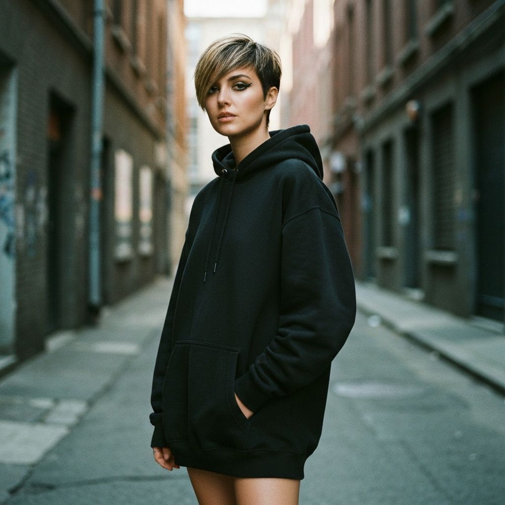 Streetwear fan in black hoodie