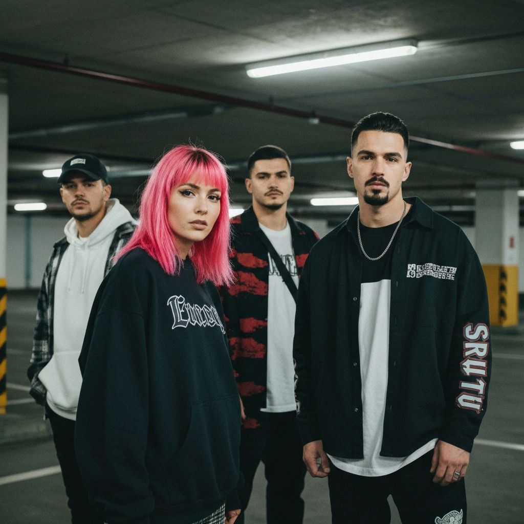 Group of friends in streetwear